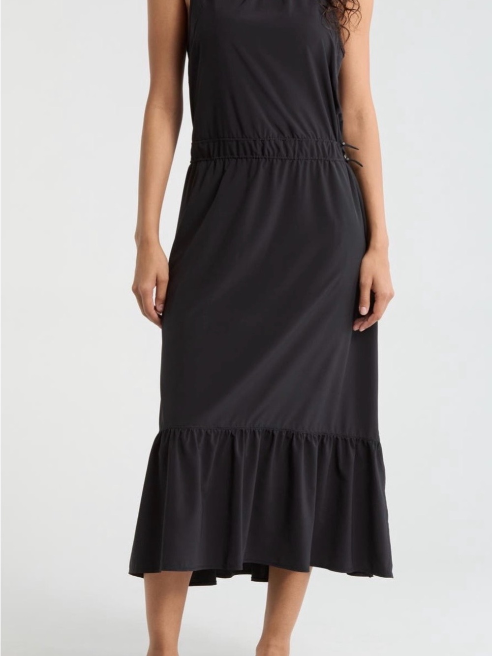 Zella Black Sleeveless Dress with Ruffle Hem